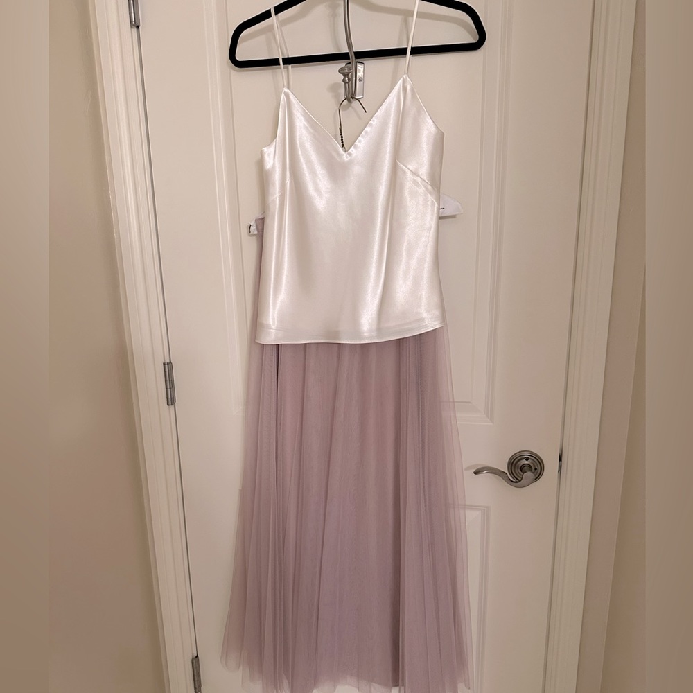 Jenny YooCollection tulle skirt size 4 color blush white strap satin top size 4